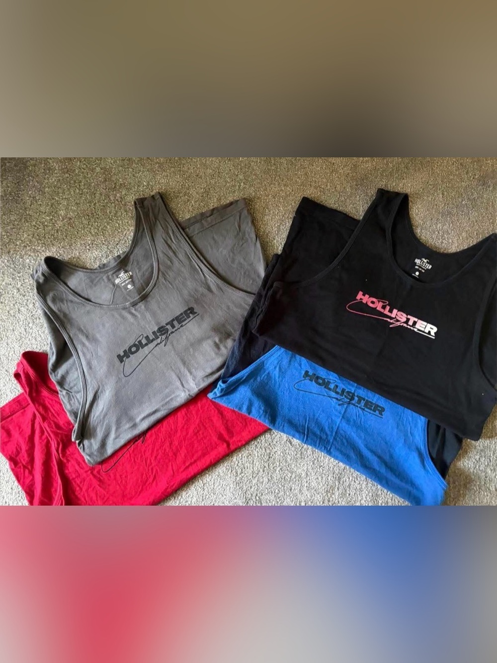 Hollister Tank Top Set in Gray, Black, Blue, Red